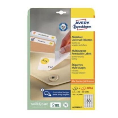 Avery L4732 lasertarra 35,6×16,9mm 80-osainen 3