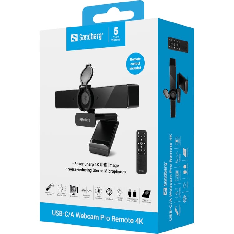Sandberg USB-C/A Webcam Pro Remote 4K Sandberg USB-C/A Webcam Pro Remote 4K