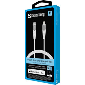 Sandberg USB-C PD to Lightning MFI 1m valkoinen
