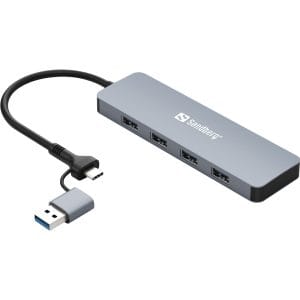 Sandberg USB-C/A to 4xUSB 3.0 Hub -keskitin