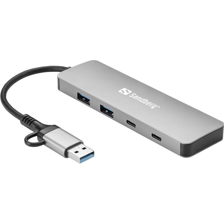 Sandberg USB-C/A to 2xUSB-A+2xUSB-C Hub -keskitin 4 Sandberg USB-C/A to 2xUSB-A+2xUSB-C Hub -keskitin 4