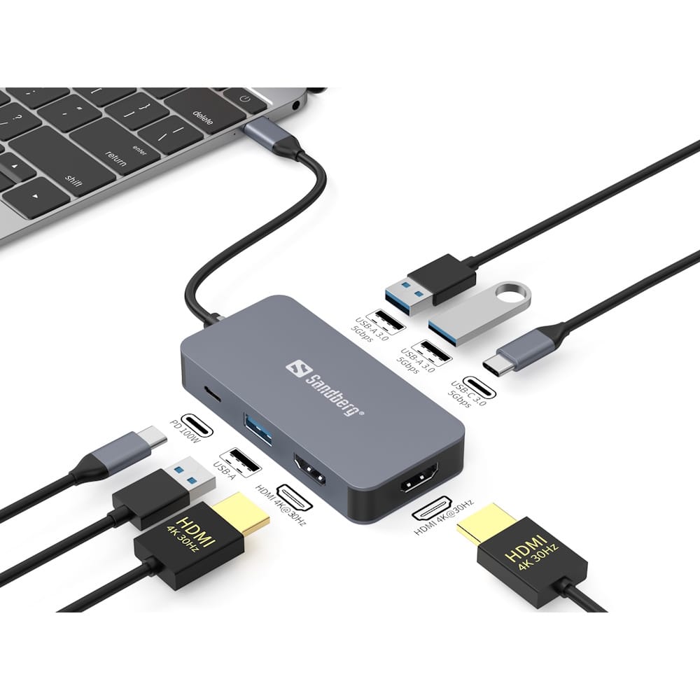 Sandberg USB-C Dual HDMI Dock 7in1 3 Sandberg USB-C Dual HDMI Dock 7in1 3