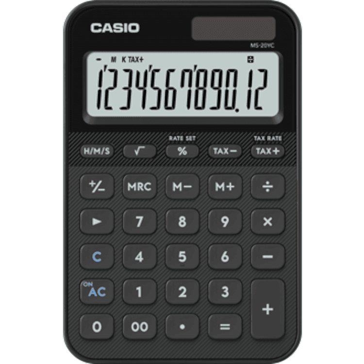 Casio pöytälaskin MS-20YC musta 2 Casio pöytälaskin MS-20YC musta 2