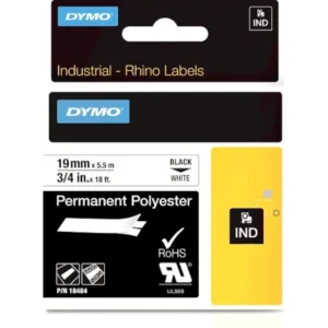 Tarrakasetti DYMO Rhino Poyesteri 19mm valkoinen/musta 8