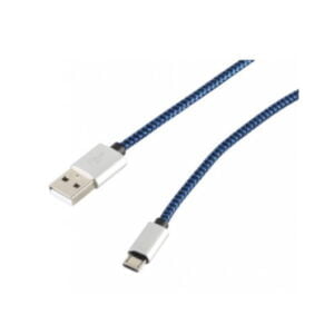 USB 2.0 – Micro USB kaapeli 90cm nylon sininen