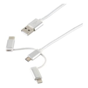 USB-synkr-/latauskaap Micro USB/USB-C/Lightning 1m valkoinen