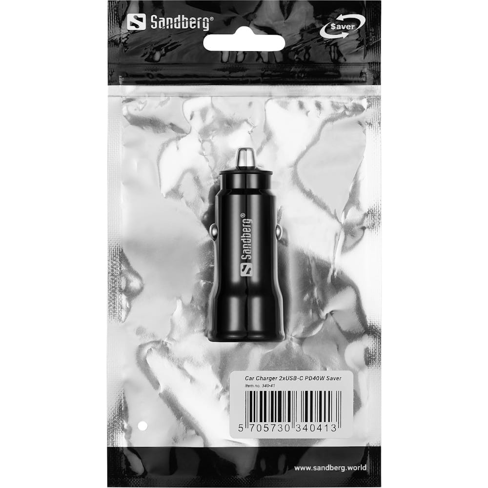 Sandberg Car Charger 2xUSB-C PD40W Saver 4 Sandberg Car Charger 2xUSB-C PD40W Saver 4