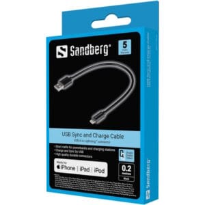 Sandberg USB-A -> Lightning kaapeli 0,2m