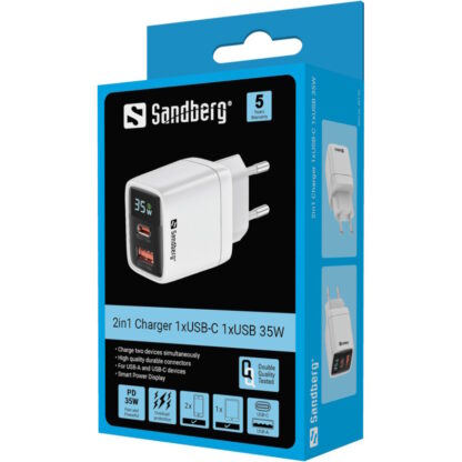 Sandberg 2in1 Charger 1xUSB-C 1xUSB 35W 2