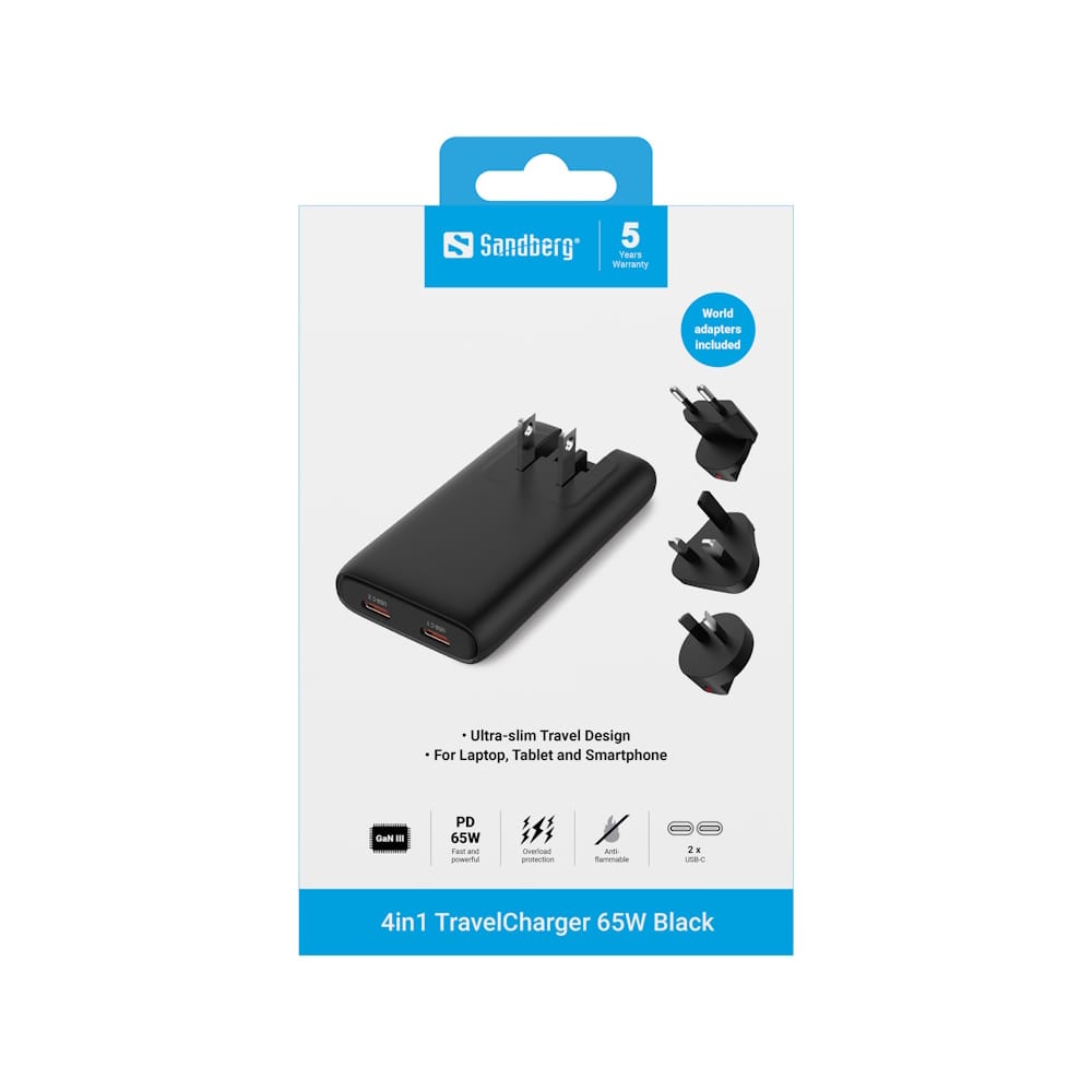 Sandberg 4in1 TravelCharger 65W Black 7 Sandberg 4in1 TravelCharger 65W Black 7