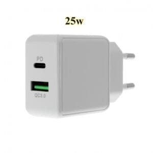 Insmat verkkolaturi USB-C/USB-A (PD3.0/QC.3.0) 25W