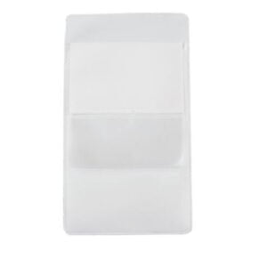 Kynätasku rintataskuun valkoinen + tasku nimikortille 83x150mm kirkas