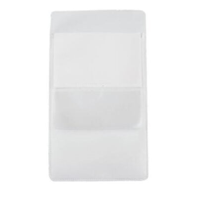 Kynätasku rintataskuun valkoinen + tasku nimikortille 83x150mm kirkas 2