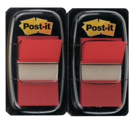 Post-it Index teippimerkki 25x44mm punainen (2 nidettä)
