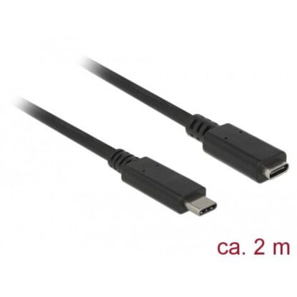 DeLock USB-C – jatkokaapeli 2m musta 3
