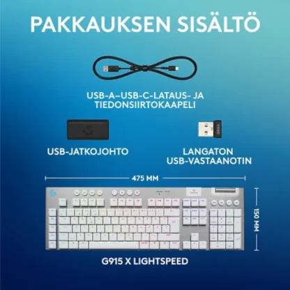 Logitech G915 X LIGHTSPEED matalaprofiilinen pelinäppäimistö 4