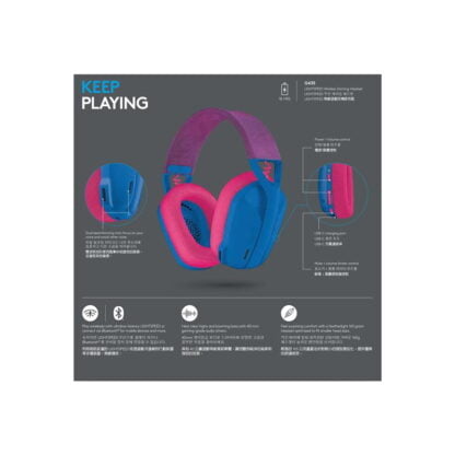 Logitech G435 LightSpeed -langattomat pelikuulokkeet sininen 7