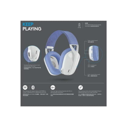 Logitech G435 LightSpeed -langattomat pelikuulokkeet valkoinen 6