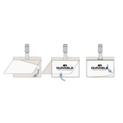 Durable 8149 itselaminoituva nimikortti 54 x 90mm klipsi 3