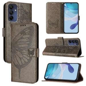 Nahkakotelo Galaxy A16 5G puhelimeen (Butterfly harmaa) 12 Nahkakotelo Galaxy A16 5G puhelimeen (Butterfly harmaa) 12