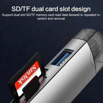 6 in 1 USB3.0/Micro USB/Type-C to SD/TF Card -kortinlukija 4
