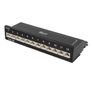 Kytkentäpaneeli 12*RJ45 CAT6a musta