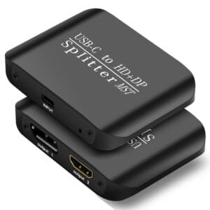 USB-C – HDMI + DisplayPort splitter monitoreille