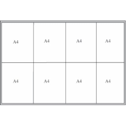 2×3 lukollinen ilmoitustaulukaappi huopapinta 8xA4 5