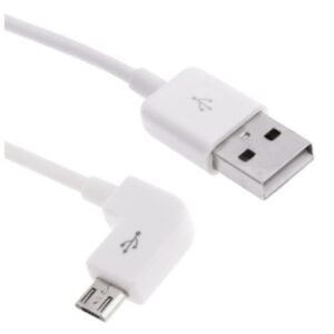 Micro USB-kaapeli 90° kulmalla 2m valkoinen