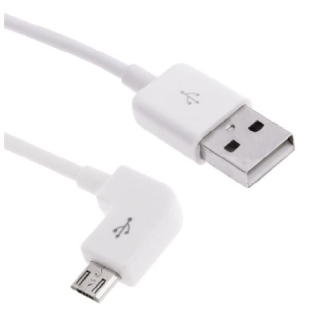 Micro USB-kaapeli 90° kulmalla 2m valkoinen