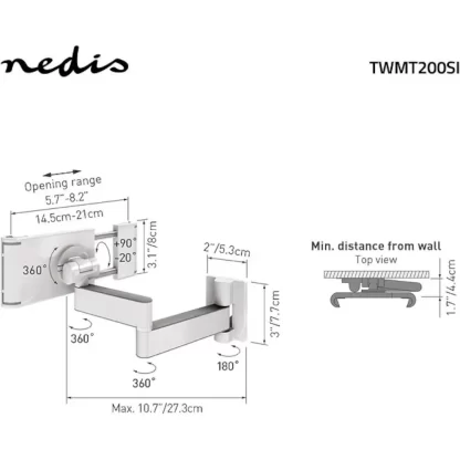 Nedis säädettävä Tablet-Teline seinään 7-12″ 7