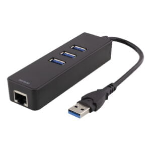 USB 3.0 1Gbs verkkosovitin + 3*USB3.0 kytkin musta