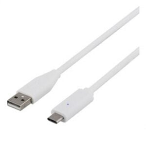 USB 2.0 kaapeli, Type C – Type A, 1,5m valkoinen