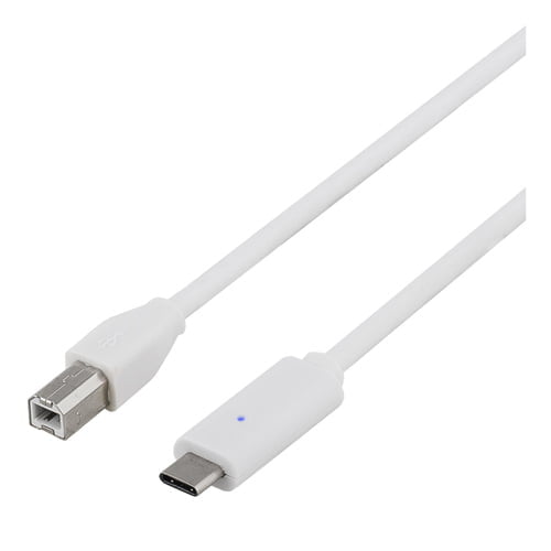 USB-C – USB-B kaapeli 2m valkoinen