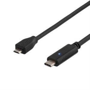 USB 2.0 -kaapeli, C – micro B uros, 1,5 m musta