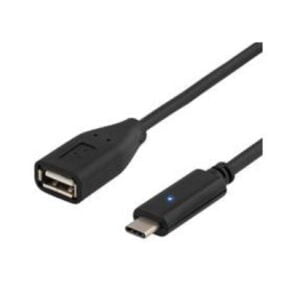 USB 2.0 kaapeli, Type C – Type A naaras, 0,5m, musta