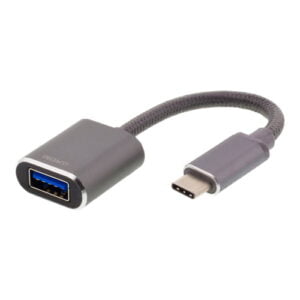 DELTACO USB-C 3.1 Gen 1 – USB-A OTG sovitin harmaa