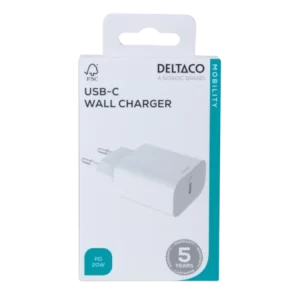 USB-C seinälaturi 20W pikalataus valkoinen