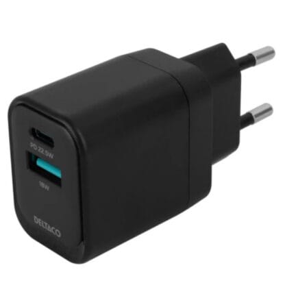 Seinälaturi USB-A USB-C PD musta 3