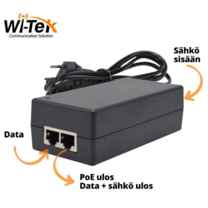 Wi-Tek PoE-injektori 2xGE 1000Mbps 802.3af/at Passive PoE 48V 2