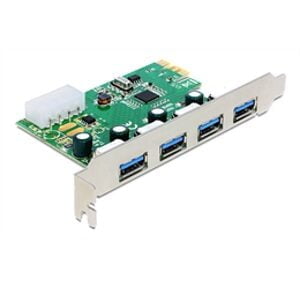 DeLOCK PCI-Express x1 kortti, USB 3.0, 4xType A porttia (5Gbps)