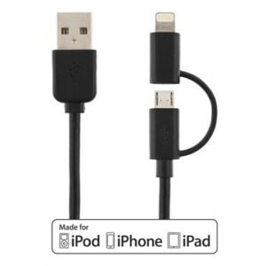 USB-synkr-/latauskaap USB micro + Lightning 1m EOL