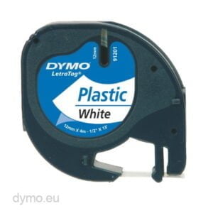 Dymo 91201 LetraTag plastic tape 12mm x 4m white